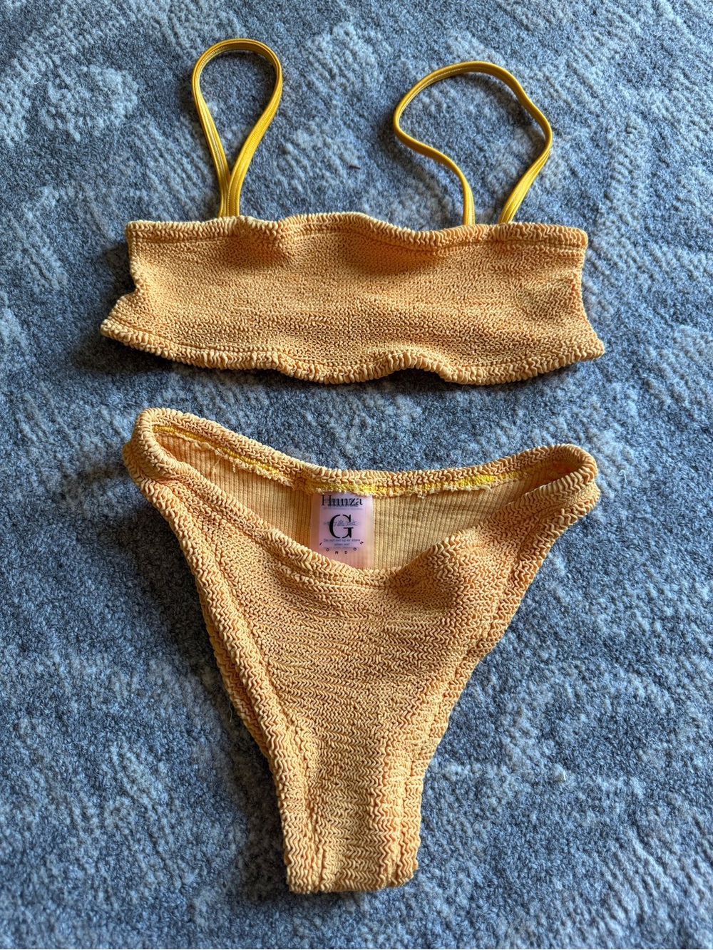 Hunza G Yellow Textured Two-Piece Bikini